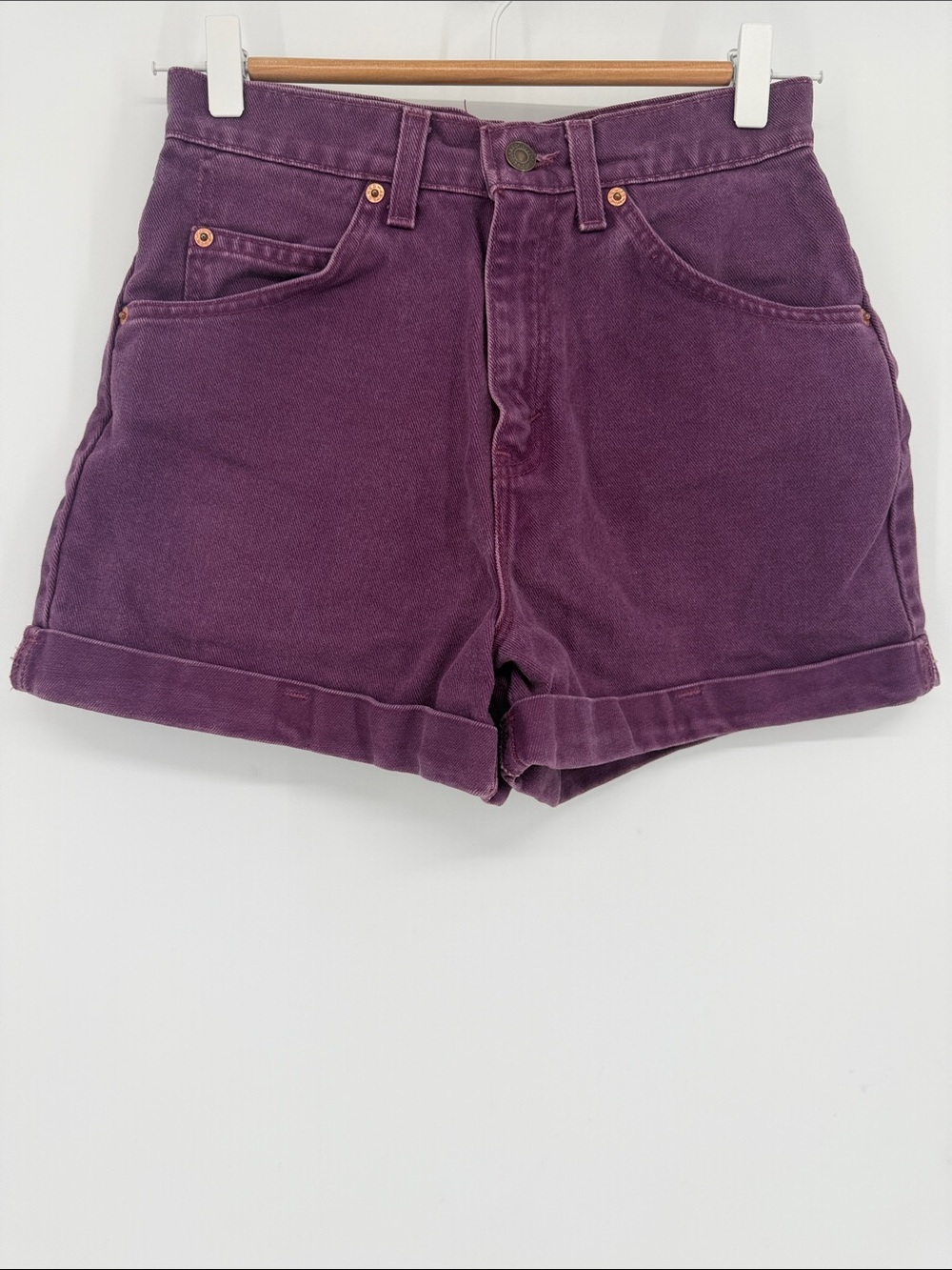Vintage 1994 Levi’s 954 Purple Orange Tab Denim Shorts High Rise USA Size 5